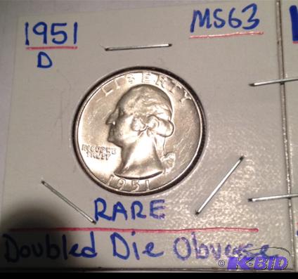lot 38 image: 1951-D Washington DDO strongest on In God We Trust MS63 and 1971-S Gem Proof DDR Jefferson Nickel