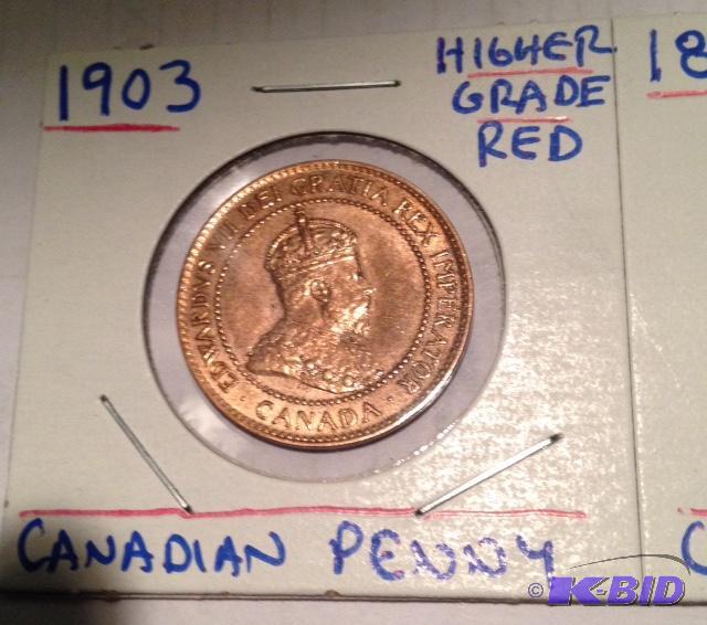 lot 40 image: 1903 Canadian Large Cent Higher Grade Red and 1859 Canadian Large Cent.