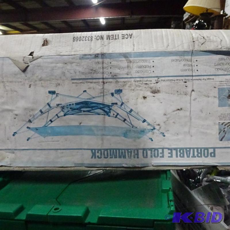 Appears new in box portable fold hammock...