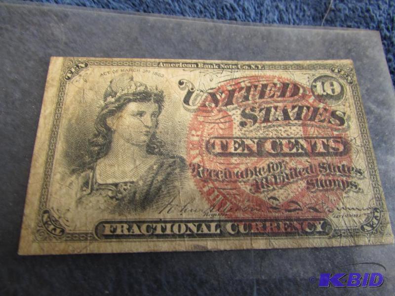 lot 182 image: 1863 United States Ten Cents Fractional Curre...