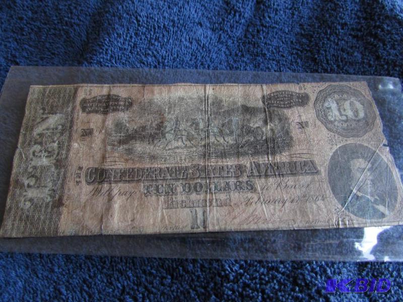 lot 185 image: 1864 Confederate States America Ten Dollar Pa...