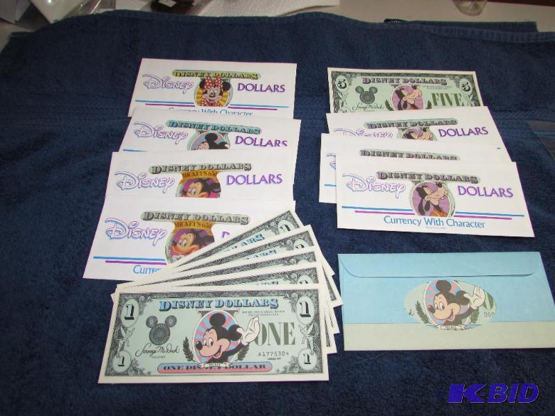 lot 188 image: Lot of Disney Dollars, 1 Ten Dollar Minnie No...