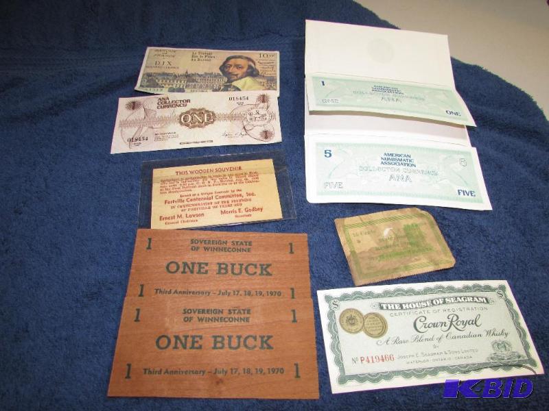 lot 190 image: Two 1970 wooden ONE BUCK from Sovereign State...