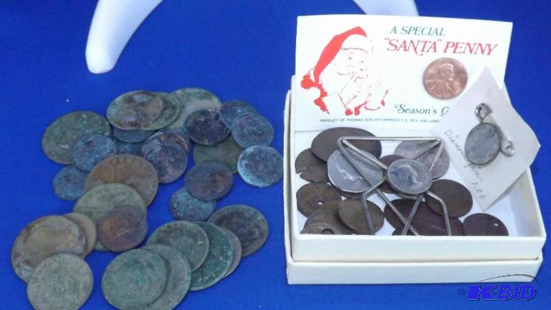 lot 224 image: Foreign and US Coins, mostly damaged coins...