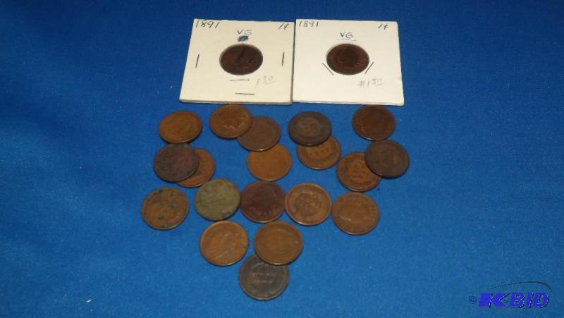 lot 225 image: Lot of 21 Indian Head cents, 1883, 1884 (3), ...
