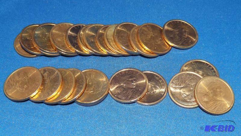lot 226 image: Lot of Sacagawea Dollar Coins, 27 total, 2000...