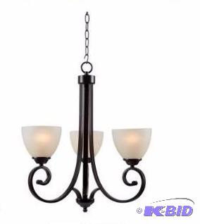 lot 19 image: Hampton Bay  Renae 3 Light chandelier, Customer return