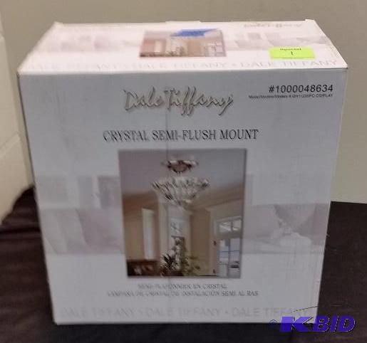 lot 2 image: Tiffany Crystal Ceiling Lamp Semi-Flush Mount New in Box