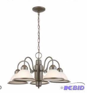 lot 27 image: CE 5 Light Rubbed Bronze Chandelier New in Box, Damaged Box.  Inspected all there.