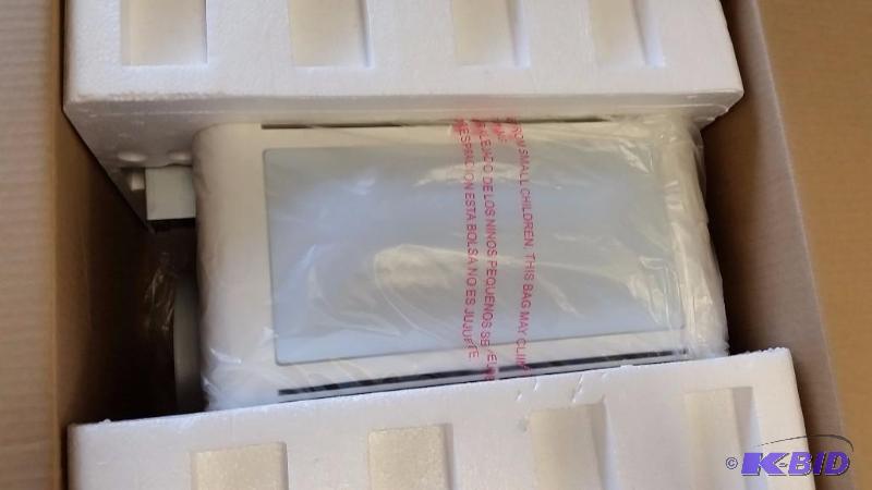 lot 55 image: Hampton Bay ceiling fan with light 6 Duct, New in box, Over stock