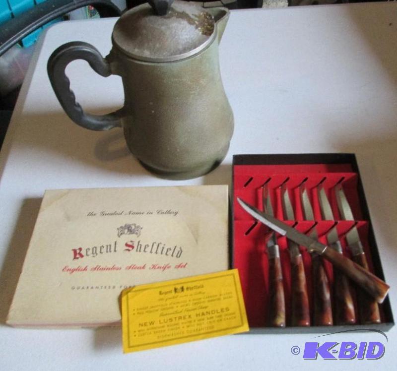 Regent Sheffield knife set and a thick metal ...
