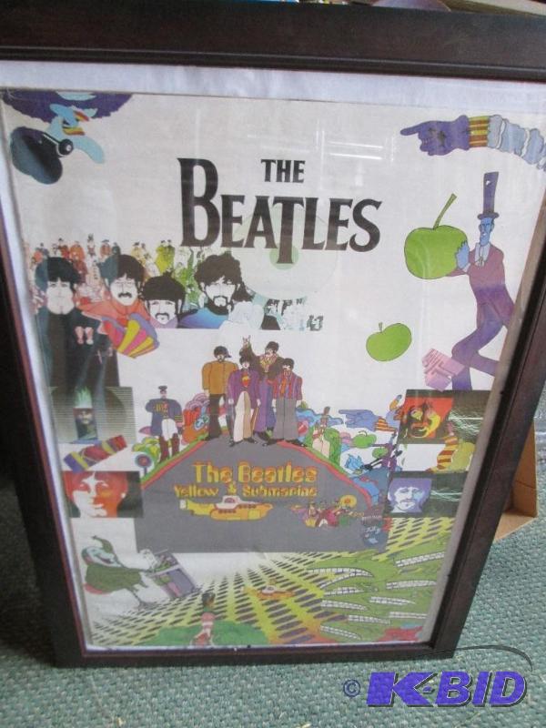 Framed Beatles Yellow Submarine poster, small...