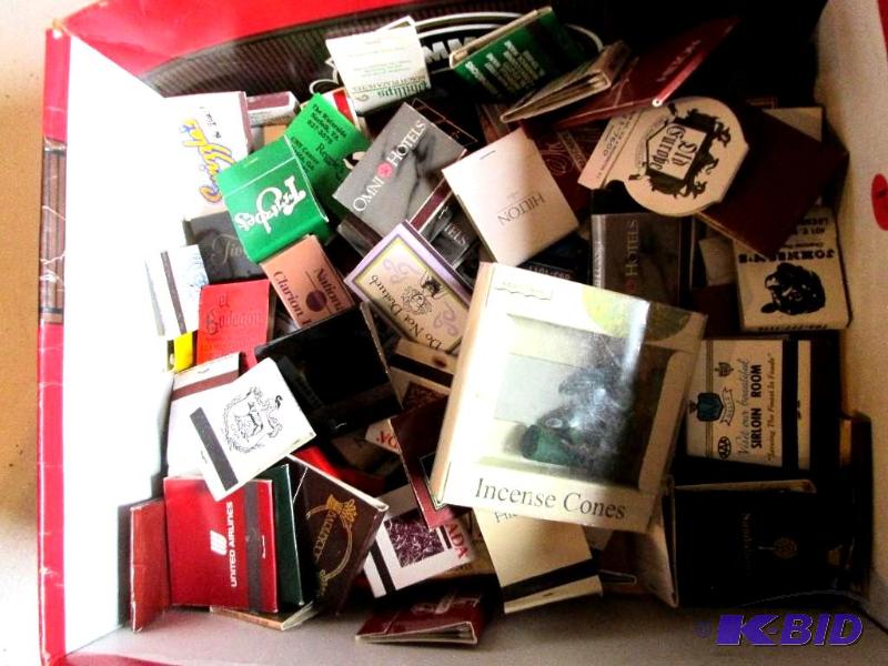 Lot of assorted matchbooks and incense cones,...