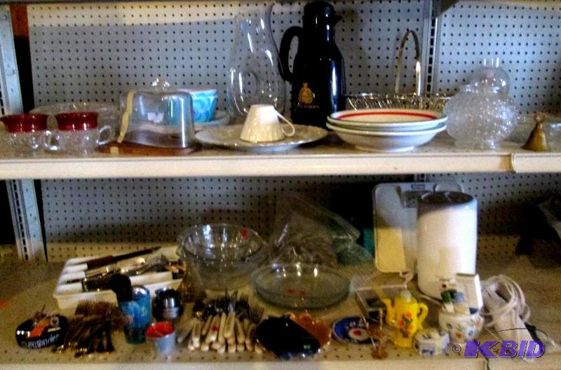 Lot of assorted silverware, kitchen serving a...