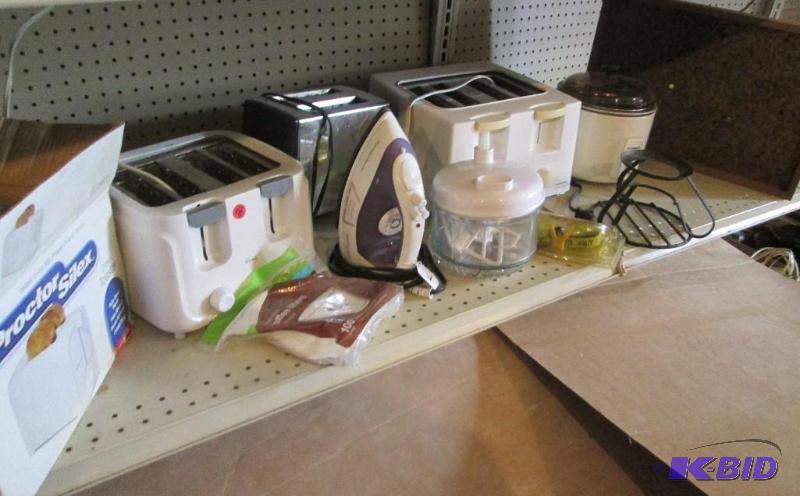Lot of assorted household items, toasters, ir...