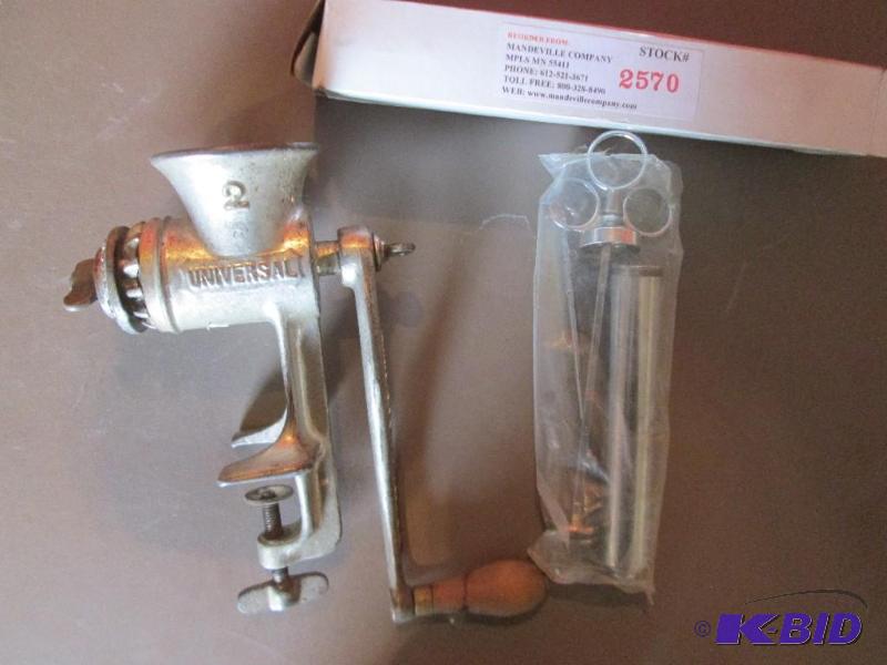 Vintage No. 2 gringer and a Morton meat pump...
