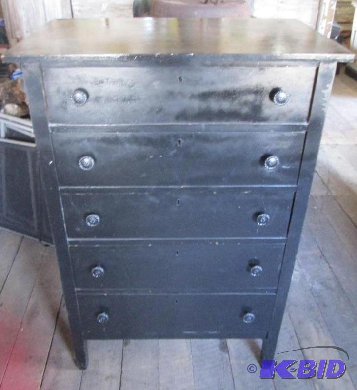Antique wood dresser, painted black...