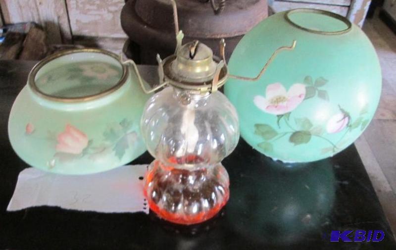 Vintage lamp with glass globes, painted...