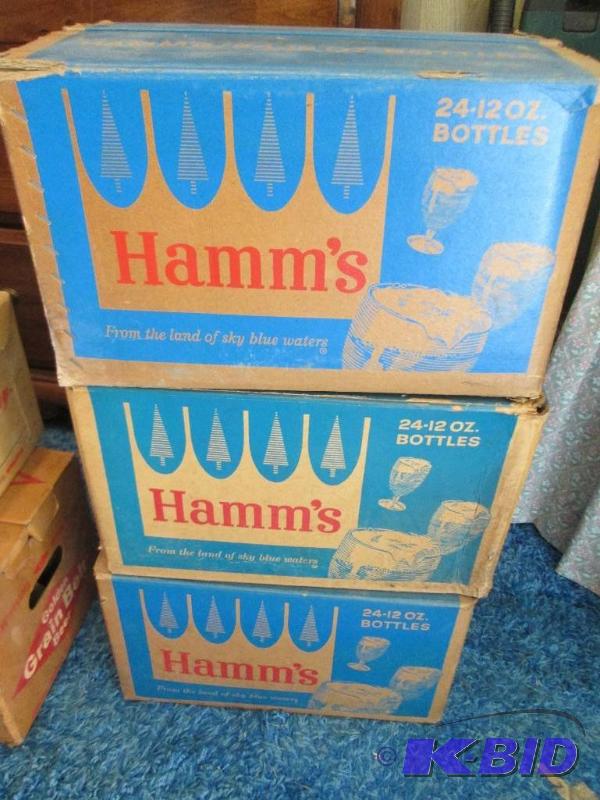 Vintage Hamms beer cases with bottles, see a...