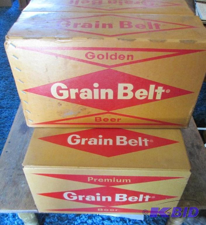 Vintage Grain Belt beer cases with bottles...