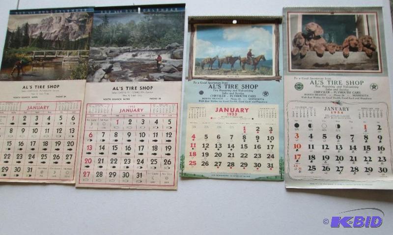 Lot of calendars from Als Tire shop 1951 - 1...