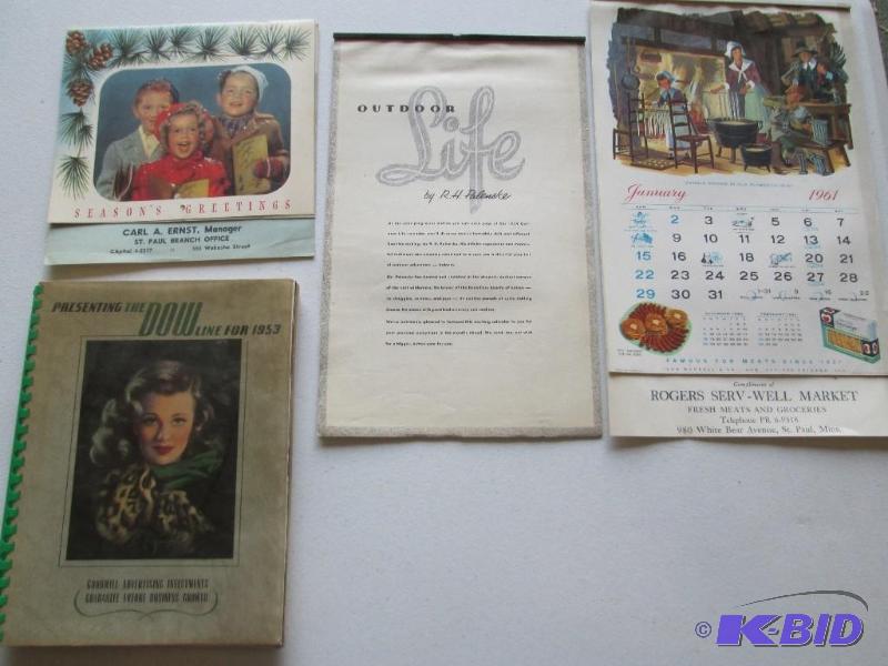 Lot of calendars from the 50s and 60s, feat...