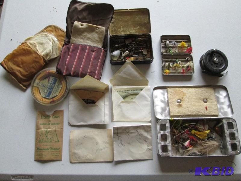 Lot of vintage fishing supplies, line and mor...