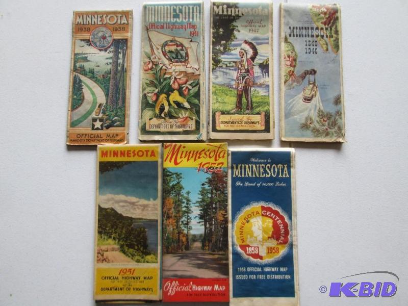 Lot of vintage Minnesota highway maps...
