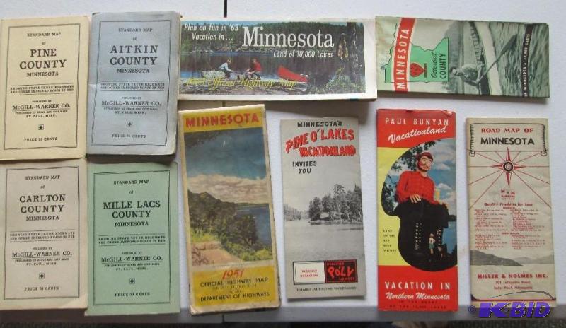 Lot of assorted vintage Minnesotahighway maps...