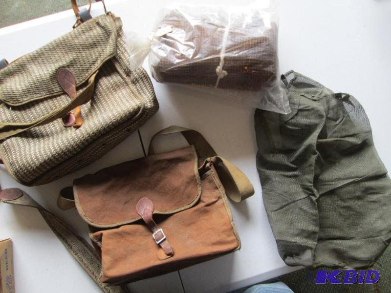 Lot of assorted vintage fishing netting bags ...