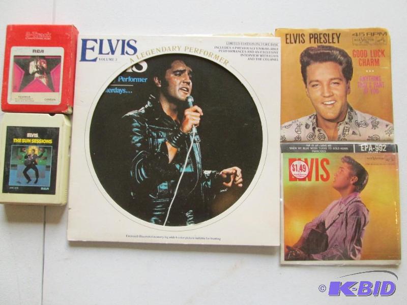 Lot of Elvis vinyl records and 8 tracks...