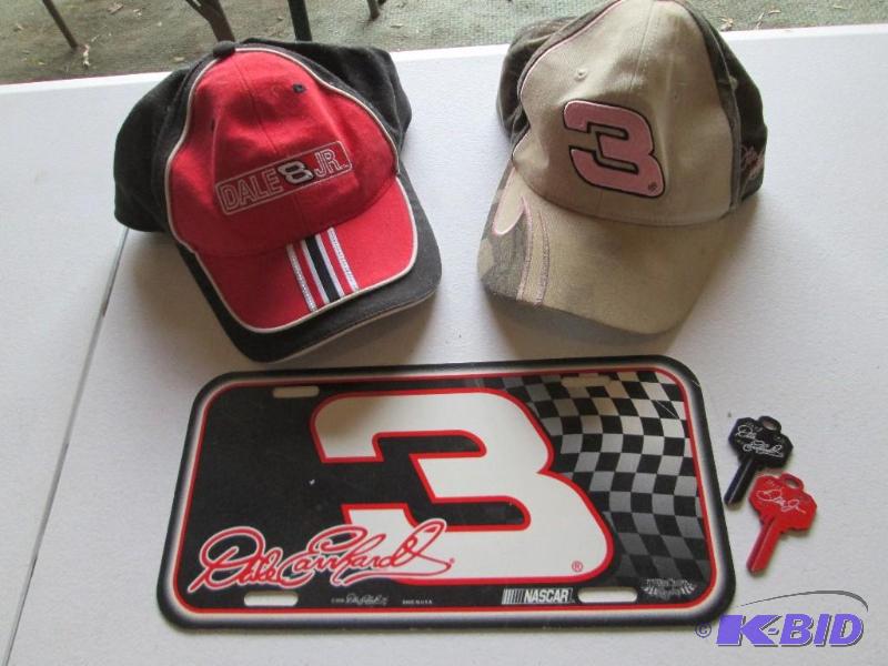 Lot of Dale Earnhardt caps and license plate...