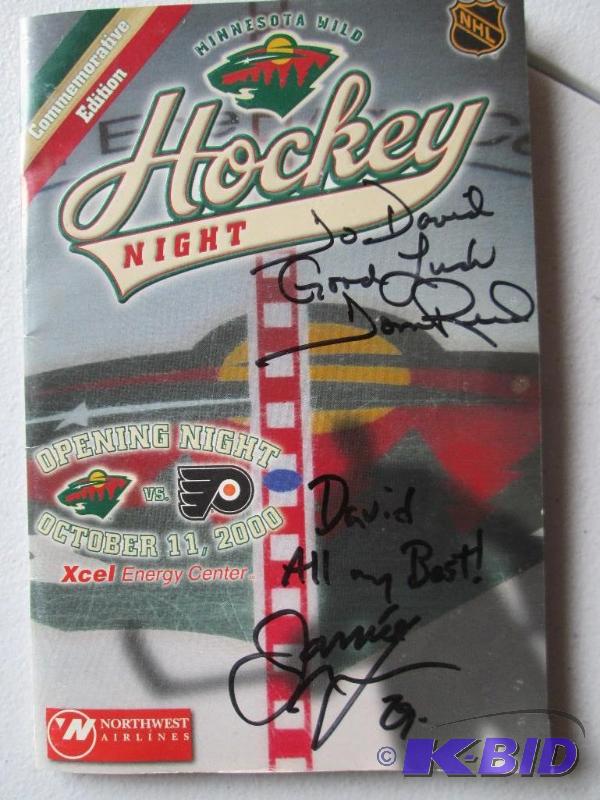 Autographed Minnesota Wild book, Tom Ried and...