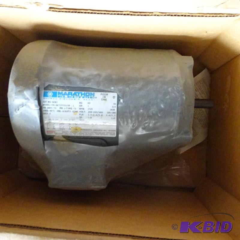 lot 21 image: Marathon electric motor. VVL56T17F5323B. 1 HP...
