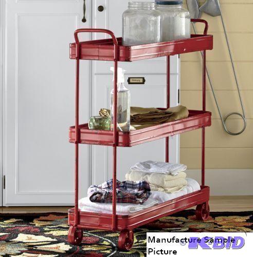 Rustic Red Trolley Shelf - With three sturdy ...