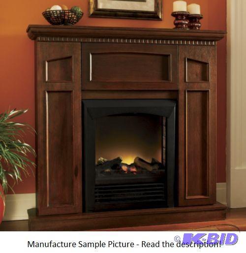 Cherry Finish Storage Fireplace with Mantle -...
