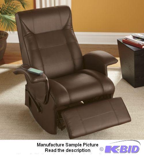 Dark Brown Like Leather Rocker Recliner Massa...