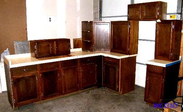 Kitchen Cabinets with Countertop - Walnut Fin...