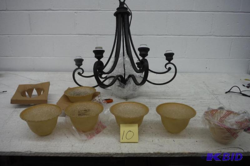 lot 10 image: New Rod Iron Chandelier Has all Parts and pieces