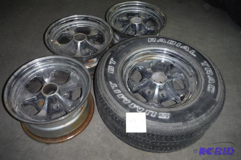 lot 22 image: Set of 4 Steel Mags one w Rubber 14 inch