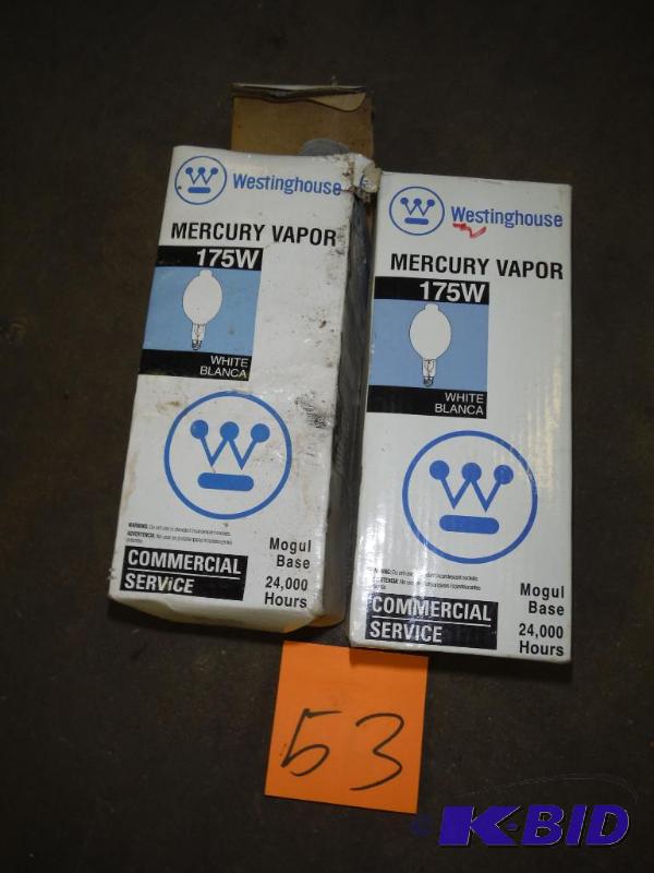 lot 53 image: Lot of 2 Mercury Vapor 175W light bulbs