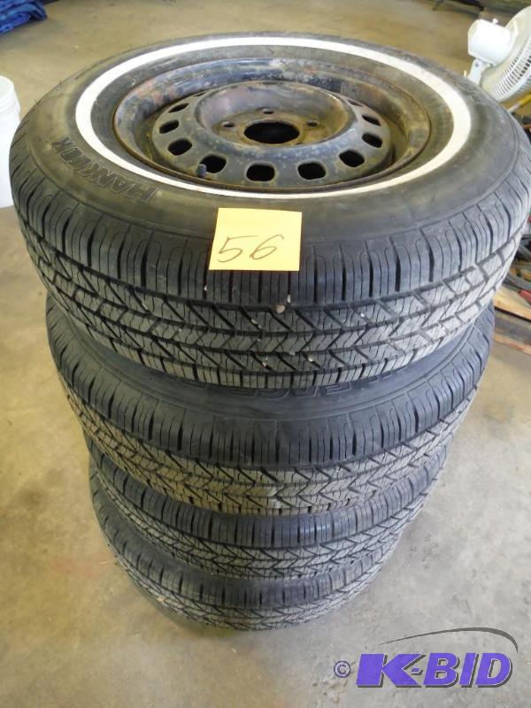 lot 56 image: Set of 4 Hankook P20575R14 Tires on Rims