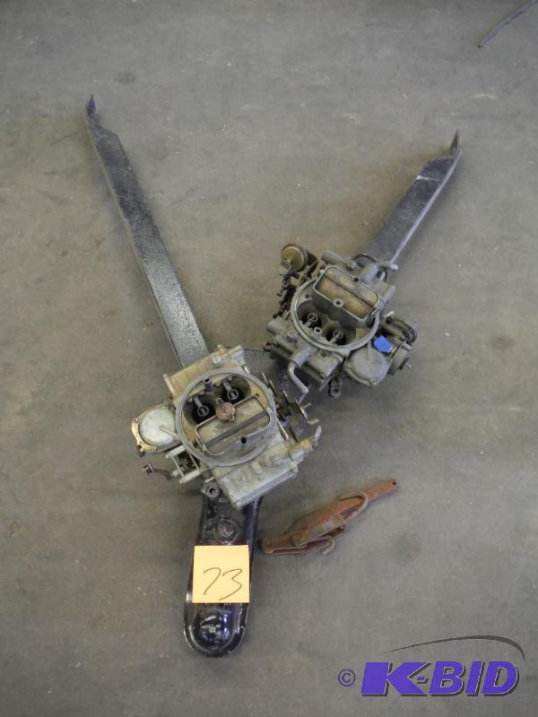 lot 73 image: Tow Bar and 2 Holley 4 barrel Carbs