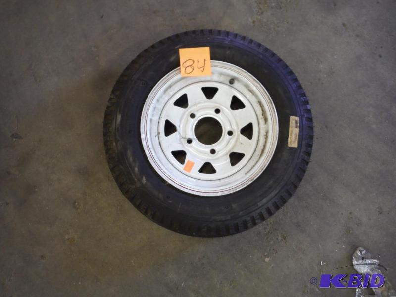 lot 84 image: 12x 5 Trailer Tire and Rim, New 5.30 x 12