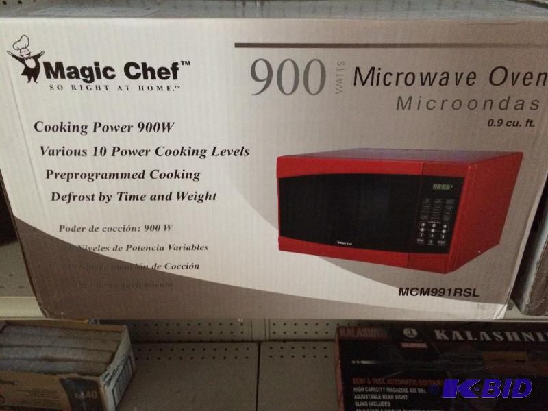 magic chef 900 w microwave  red