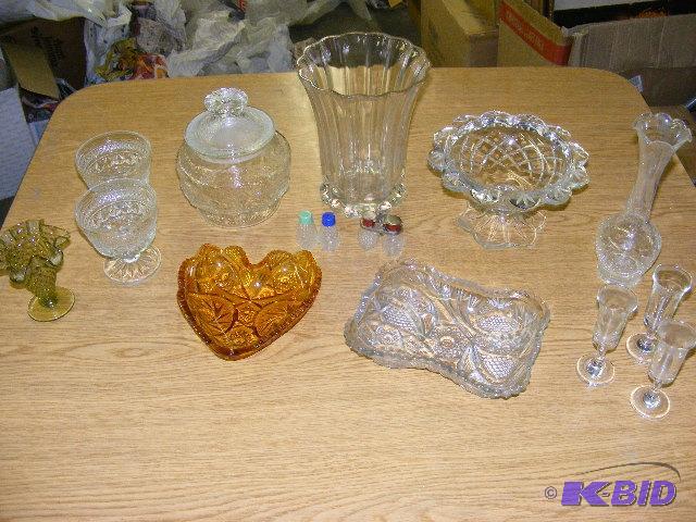 glass relish dishes, vases and covered candy ...