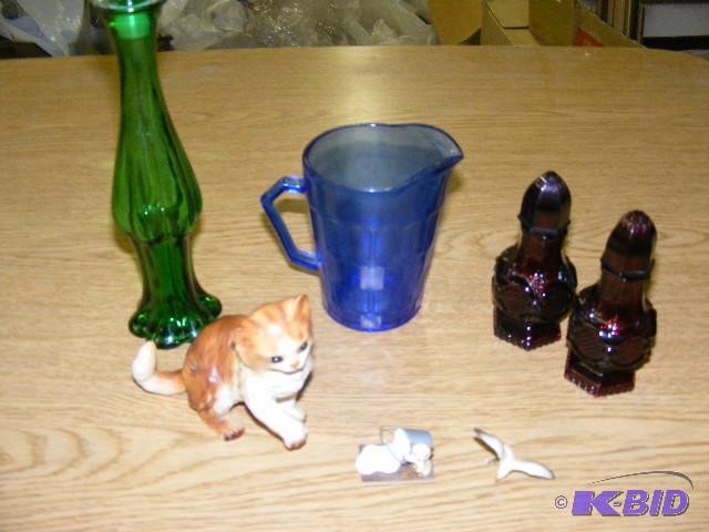 ruby glass salt and pepper shaker set, blue g...