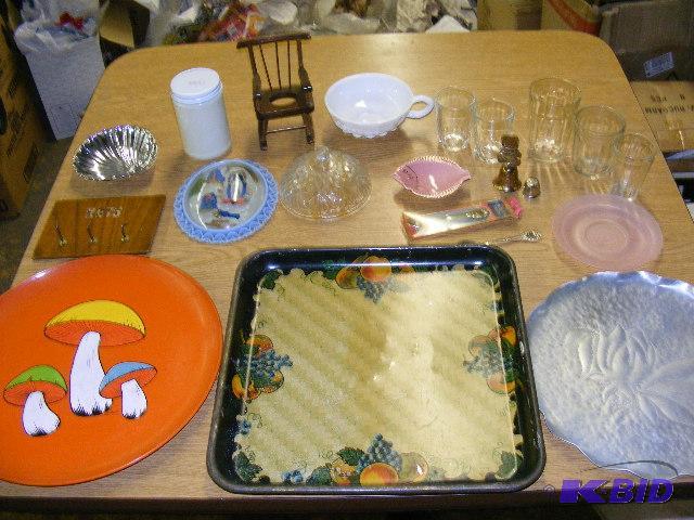Variety of decorations and glassware