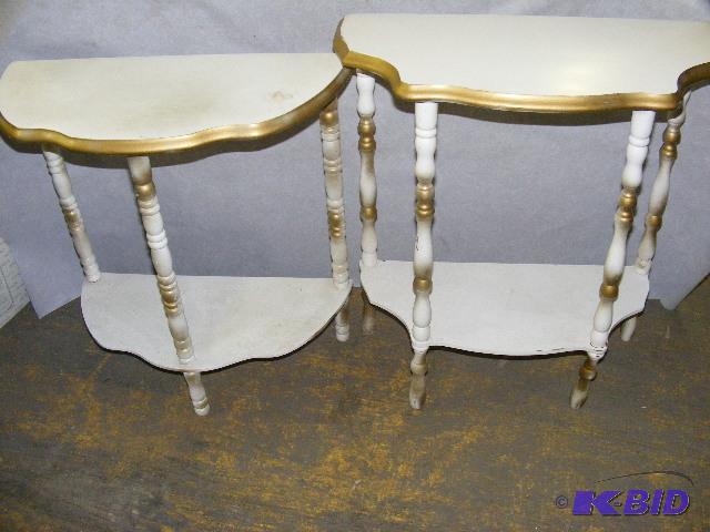 pair of half round tables