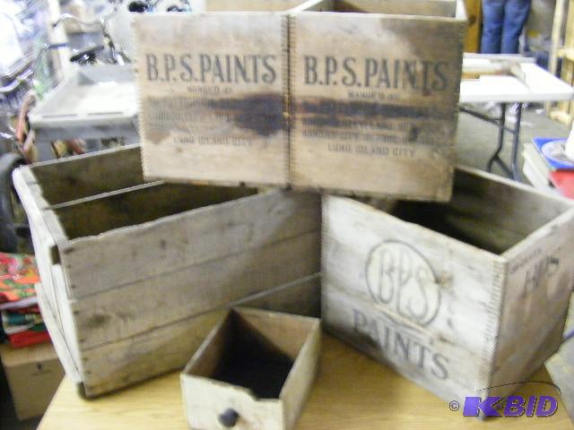 lot of antique wood boxes